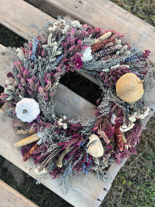 Hand Tied Wildflower Wreath - Various Colors $65.00